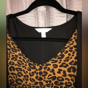 Time and Tru Large layered leopard and black high/low shirt
